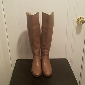 Taupe knee high riding boots